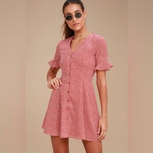 Castana Rust Red Print Button-Up Dress